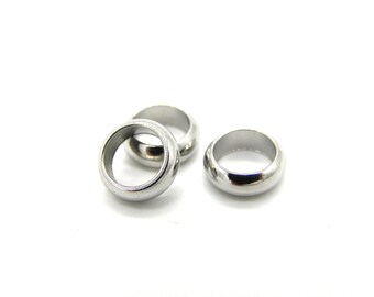 Perline distanziatrici rotonde in acciaio inossidabile da 7 mm x 2,5 mm, anelli chiusi in acciaio inossidabile con foro grande - 20 pezzi.