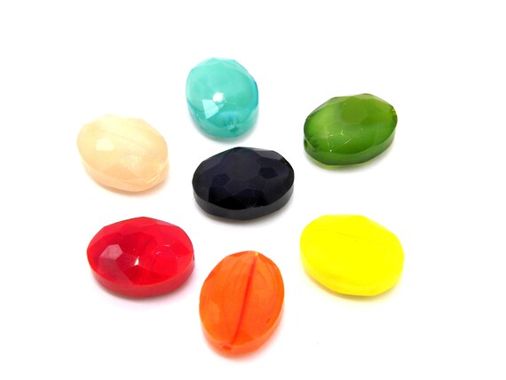 Perle Di Vetro Ovali Sfaccettate Grandi Da 16 Mm Fatte A Mano - Scelta Di Colori - 10 Pezzi - Italia - Foto 4