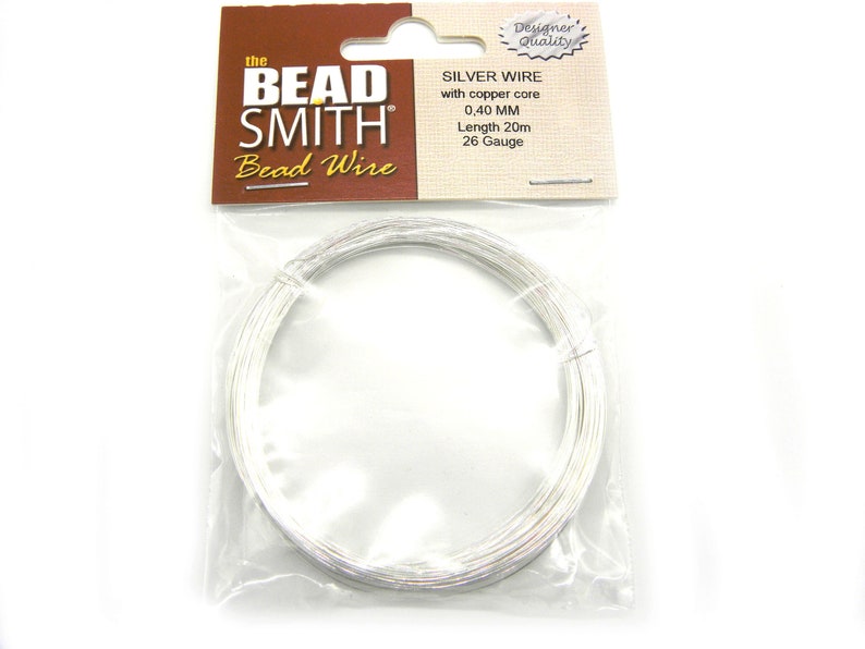 The Bead Smith Designer Quality German-Style Round Craft/Jewellery Wire Silver Plated 0.4 mm (26 GA)