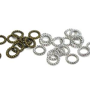 9.5 mm Large Tibetan Style Closed Linking  Rings (50 Pc.) - Antique gold or silver