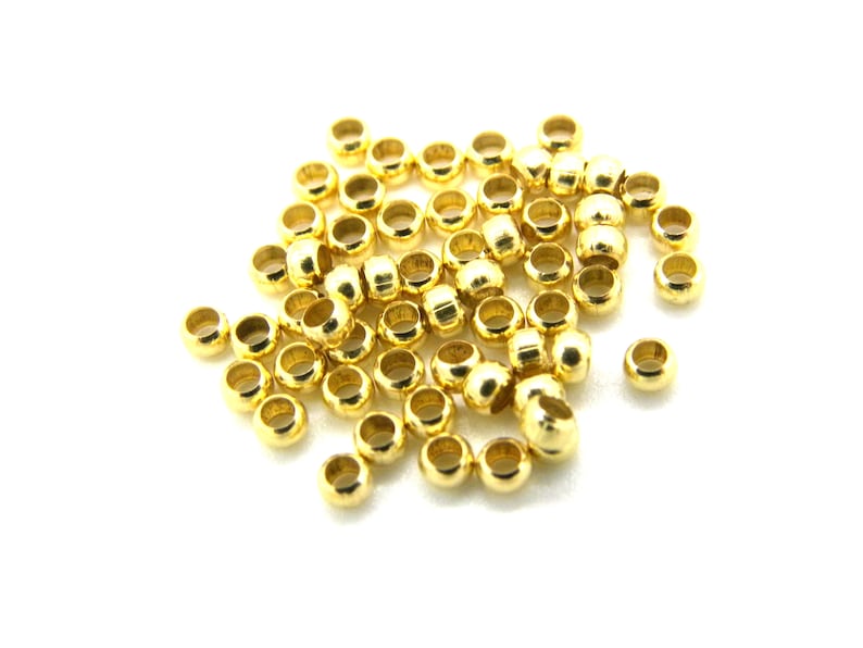 Plated Brass Crimp Beads Silver Platinum 100 pc Rose Gold Std size 2 mm Gold Bronze