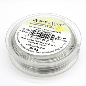 0.5 mm - 24 GA - Beadalon Hard Stainless Steel Wire - Artistic Wire Craft/Jewellery Wire - 18.3 m (20 Yd) - Silver