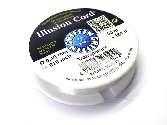 0.40 Mm .016 Inch Griffin Illusion Cord Beading Thread Transparent Nylon Line for Jewellery making 50 M 164 Ft Etsy