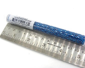 11/0 (2 mm) Miyuki Round Japanese Seed Beads - Silverlined Capri Blue (11-925-TB) - 24 g - 5 inch XL Vial
