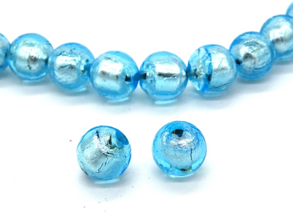 Silver foil glass best sale beads