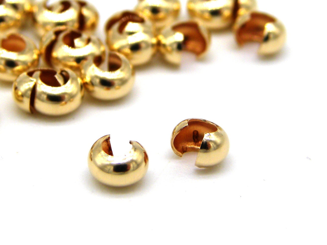 1000 Gold Plated Round Crimp Beads 2mm 3mm 4mm Findings