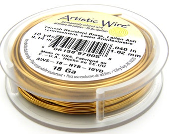 Artistic Wire Schmuckdraht, dicker Non-Tarnish-Basteldraht aus Messing - 1 mm - Gold - 9,14 m