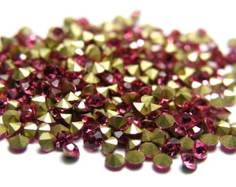 100 piezas de chatones de diamantes de imitación de vidrio con base laminada de grado AA - Forma de diamante laminada - Varios tamaños - Rosa