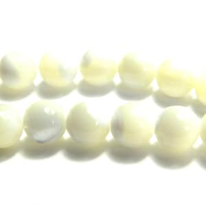 6 mm Round Mother of Pearl Beads, Polished Shell Beads - Strand or 10 Beads