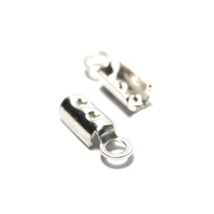 8 x 3 mm (0.3 x 0.1 Inch) 925 Sterling Silver Open Crimp Cord Ends - 2 or 10 Pc)