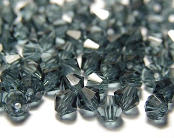 Perles toupies à facettes MC avec cristaux tchèques supérieurs de 4 mm - Bleu Montana (24, 48 ou 72 perles)