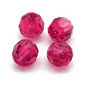 Perles à facettes rondes MC de cristaux supérieurs tchèques de 4 mm 24 pièces Fuchsia image 3