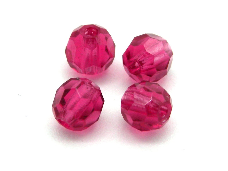 Perles à facettes rondes MC de cristaux supérieurs tchèques de 4 mm 24 pièces Fuchsia image 3