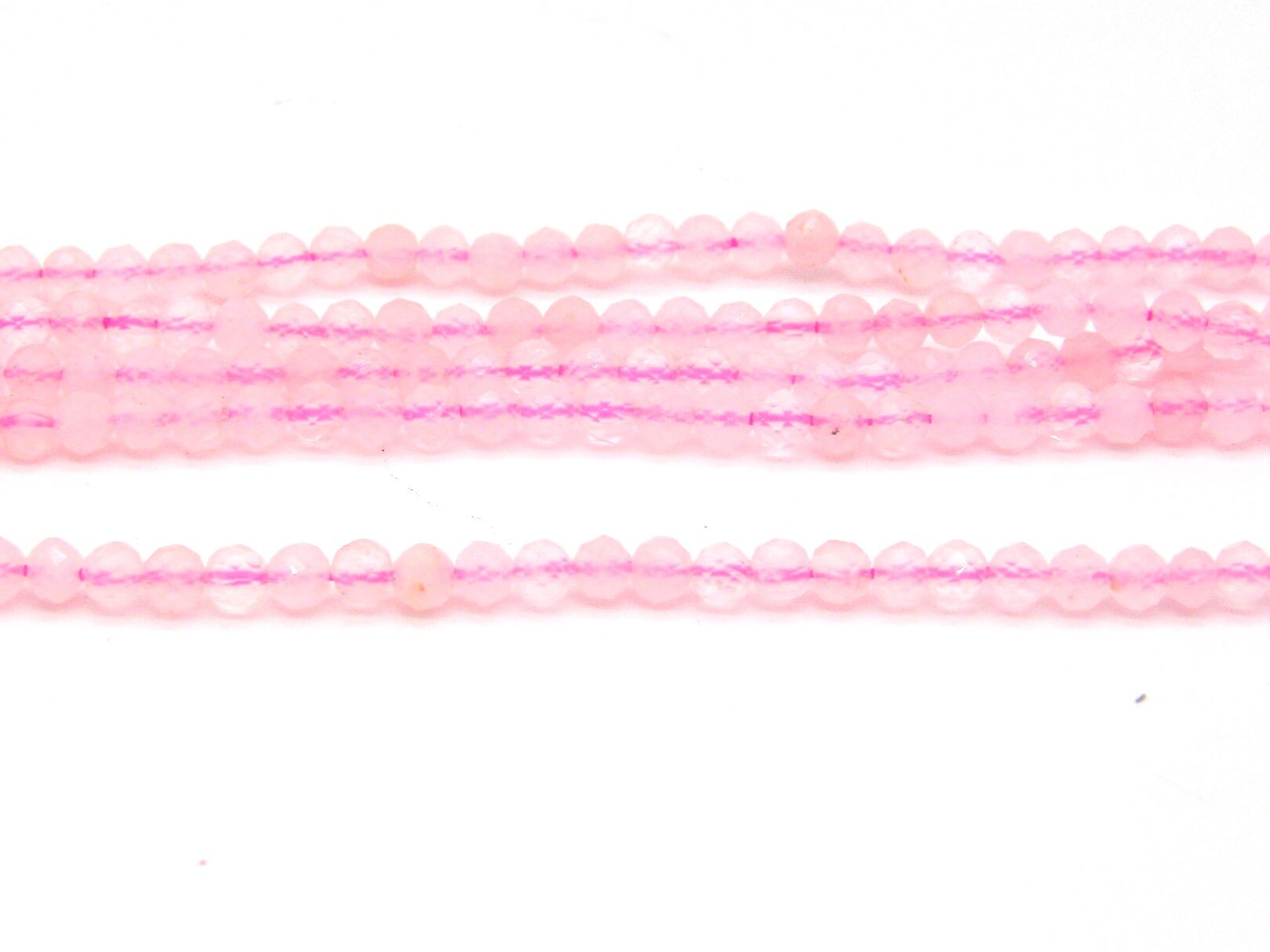 3 mm Mini Round Faceted Natural Rose Quartz Beads, Tiny Facet Cut Gemstone Seed Beads - 1 Strand (113 Beads) or 30 Beads