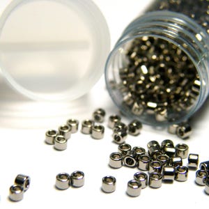 11/0 (1.6 x 1.3 mm) Miyuki Delica Japanese Seed Beads - 7.2 g Vial - Steel - DB021