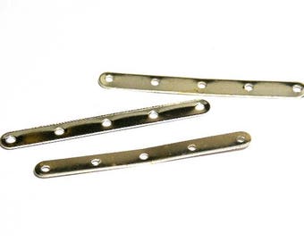 35 mm Long (1.4 Inch) x 3.5 mm Spacer Bars, 5 Hole Separator Bars - Silver plated (10 Pc.)