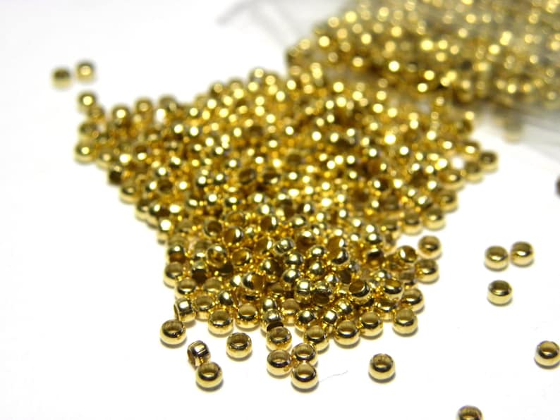 Plated Brass Crimp Beads Silver Platinum 100 pc Rose Gold Std size 2 mm Gold Bronze