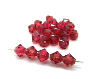 6 mm Czech Superior Crystals MC Faceted Bicone Beads - Hot Pink