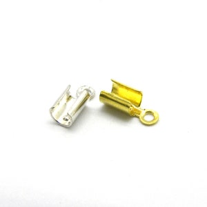 5 x 3 mm Brass Open Crimp Cord Ends - Silver Plated or Gold Plated (10 Pc.)