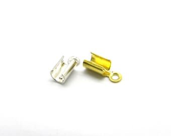 5 x 3 mm Brass Open Crimp Cord Ends - Silver Plated or Gold Plated (10 Pc.)