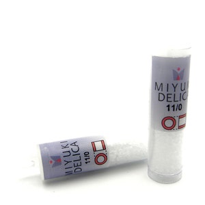 11/0 (1.6 x 1.3 mm) Miyuki Delica Japanese Seed Beads - 7.2 g Vial  - Matte Transparent Crystal - DB 741