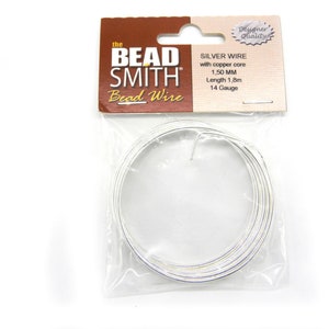 The Bead Smith Designer Quality German-Style Round Craft/Jewellery Wire Silver Plated 1.5 mm (14 GA)