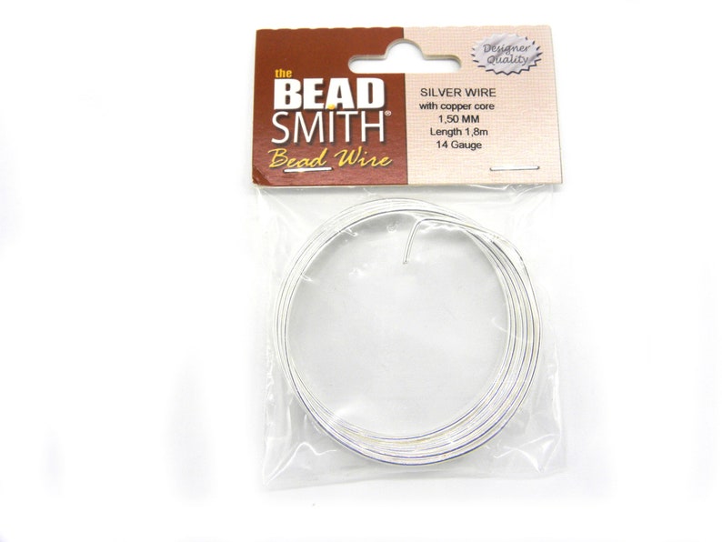 The Bead Smith Designer Quality German-Style Round Craft/Jewellery Wire Silver Plated 1.5 mm (14 GA)