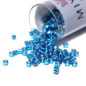 11/0 (1.6 x 1.3 mm) Miyuki Delica Japanese Seed Beads - 7.2 g Vial - Aquamarine lined Dyed - DB 149