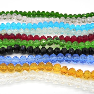 10 mm Large Faceted Flat Round Glass Beads (Rondelle Beads) - Choice of Colours - 34 beads