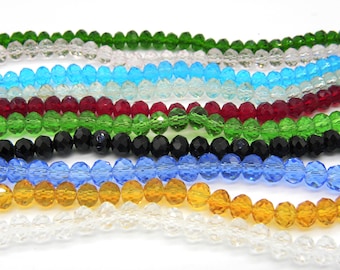 Cuentas redondas de vidrio facetadas grandes de 10 mm (cuentas Rondelle) - Selección de colores - 34 cuentas