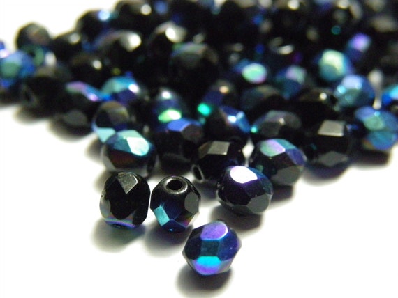 25 Czech Round Faceted Dark Aqua Blue Loose Jewelry Craft Glass Beads 10mm
