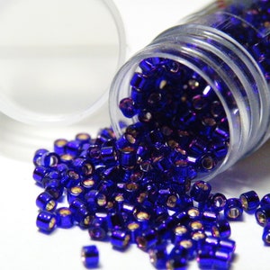 11/0 (1.6 x 1.3 mm) Miyuki Delica Japanese Seed Beads - 7.2 g Vial - Dark Violet Silver lined Dyed - DB 610