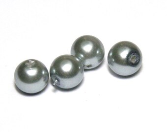 6 mm Round Faux Pearls Glass Beads (25 pc.) - Light Grey