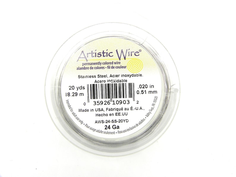 18.3 m 20 Yd - Silver Colour Beadalon Hard Stainless Steel Wire 0.5 mm 24 GA Artistic Wire Premium CraftJewellery Wire