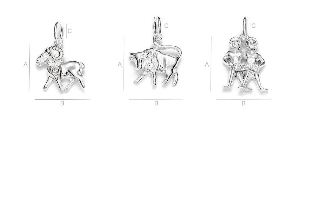 Solid Sterling Silver 925 Zodiac Sign Charm, Star Sign Pendant ...