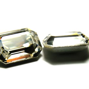Swarovski® 4610 Rectangle Fancy Stone, Rectangular Cabochon; rectangle Stone - 14 x 10 mm - Crystal - Back Coated - 2 pc