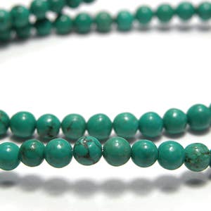 4 mm Small Round Sinkiang Turquoise Real Gemstone Beads 20 beads or 1 strand image 3