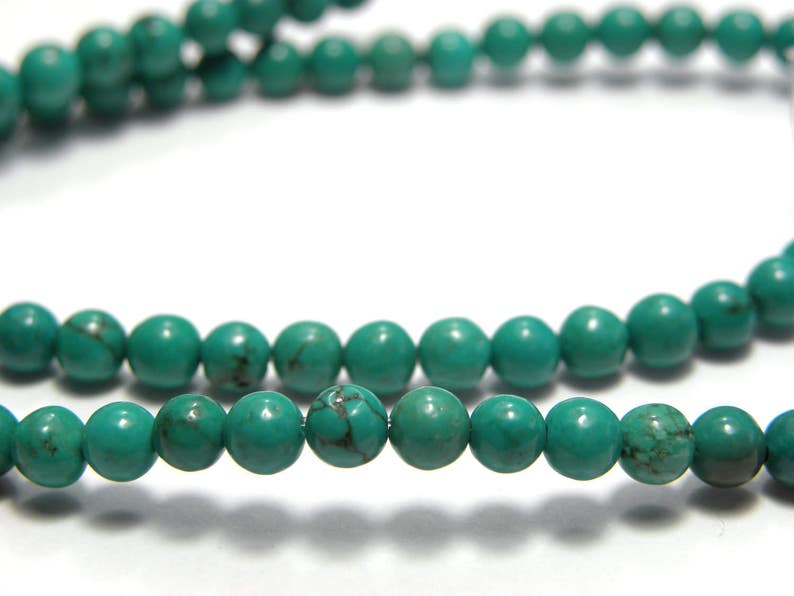4 mm Small Round Sinkiang Turquoise Real Gemstone Beads 20 beads or 1 strand image 3