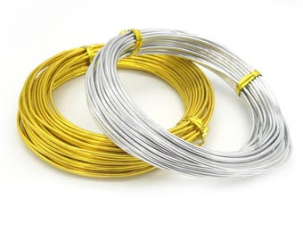 1.5 mm (15 GA) Thick Soft Aluminium Craft/Jewellery Wire (Length: 10 m) - Gold/Silver