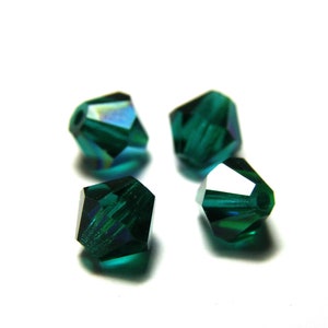 6 mm Czech Superior Crystals MC Large Faceted Bicone Beads - Teal AB - 20 or 100 beads