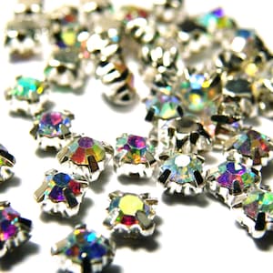 3.8 mm Sew-on Crystal Montees Sew-on Rhinestones - Silver/Crystal AB - 20 pc.