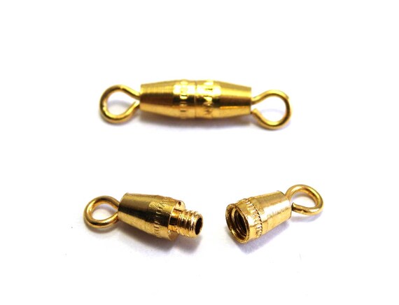18 X 3.5 Mm Brass Barrel Screw Clasp, Screw-on Clasp for Necklaces
