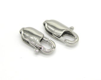 16 x 8 mm XL 316 Stainless Steel Lobster Claw Clasps, Extra Large Stainless Trigger Clasp - Stainless Steel Color - 1 Pc.