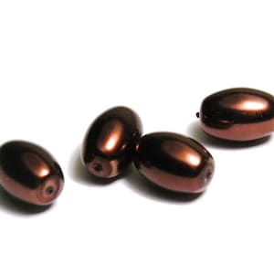 11 mm Oval Faux Pearls Glass Beads (20 pc.) Chocolate