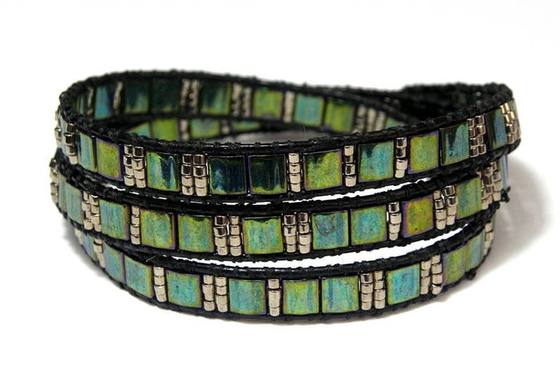 Metallic Green Iris 468 10 g Miyuki Tila Beads 5 x 5mm