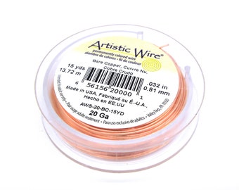 Alambre artístico Beadalon de 0,8 mm (calibre 20) para joyería y manualidades - Cobre desnudo