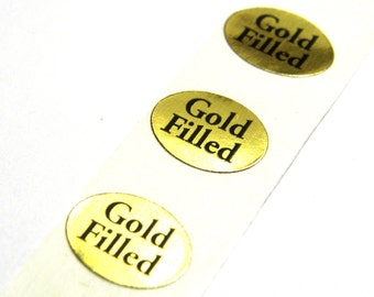 10 mm x 14 mm « Gold Filled » oval stickers/labels (25 or 100 pc)