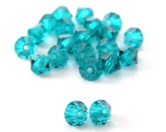 Perles toupies à facettes MC de cristaux supérieurs tchèques de 4 mm - Zircon bleu (24, 48 ou 72 perles)