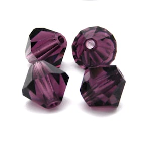 6 mm Czech Superior Crystals MC Faceted Bicone Beads - Amethyst Purple