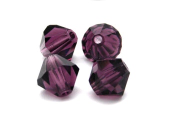 6 mm Czech MC Faceted Glass Bicone Beads - Amethyst Purple
